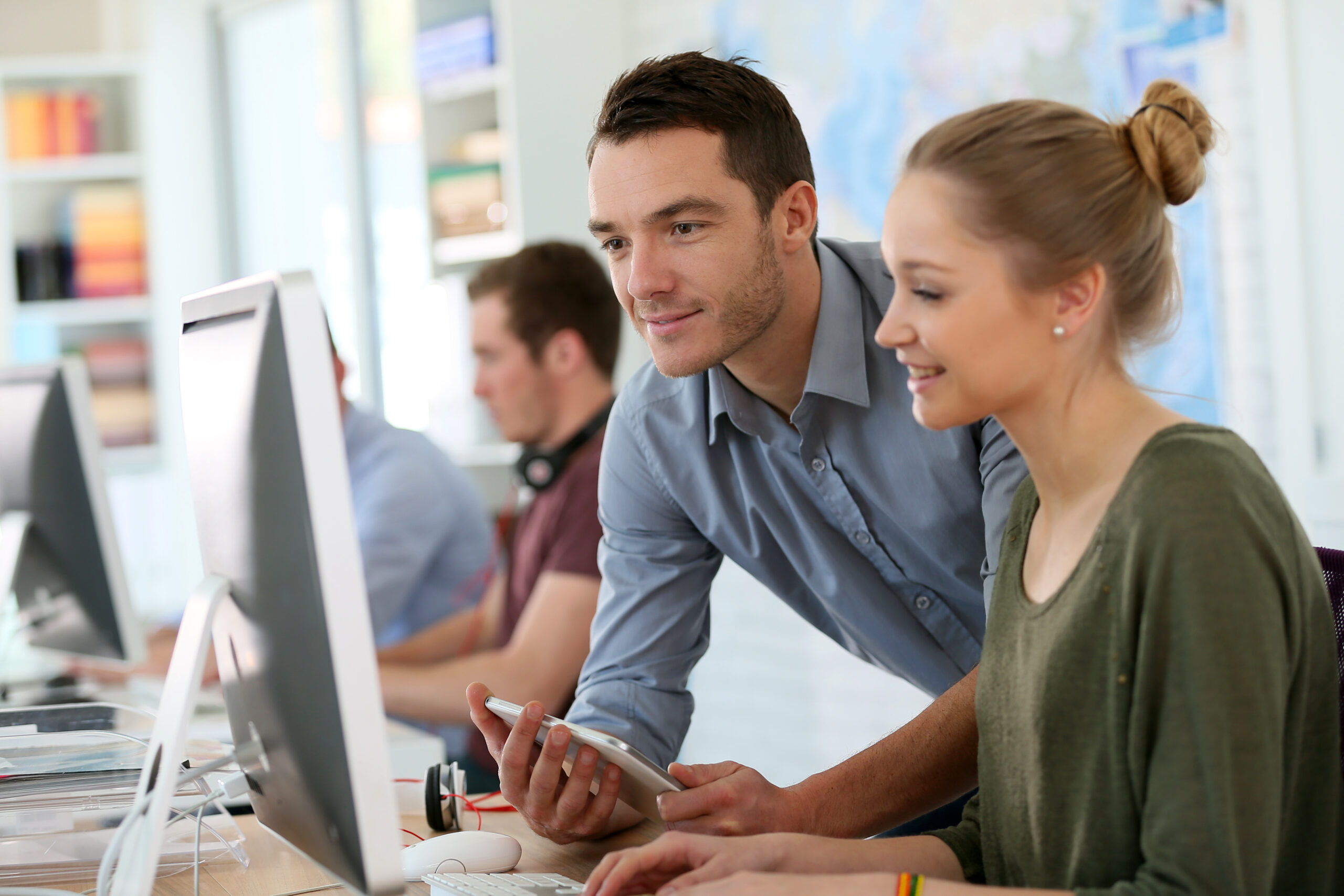 young professional guides in a sales internship